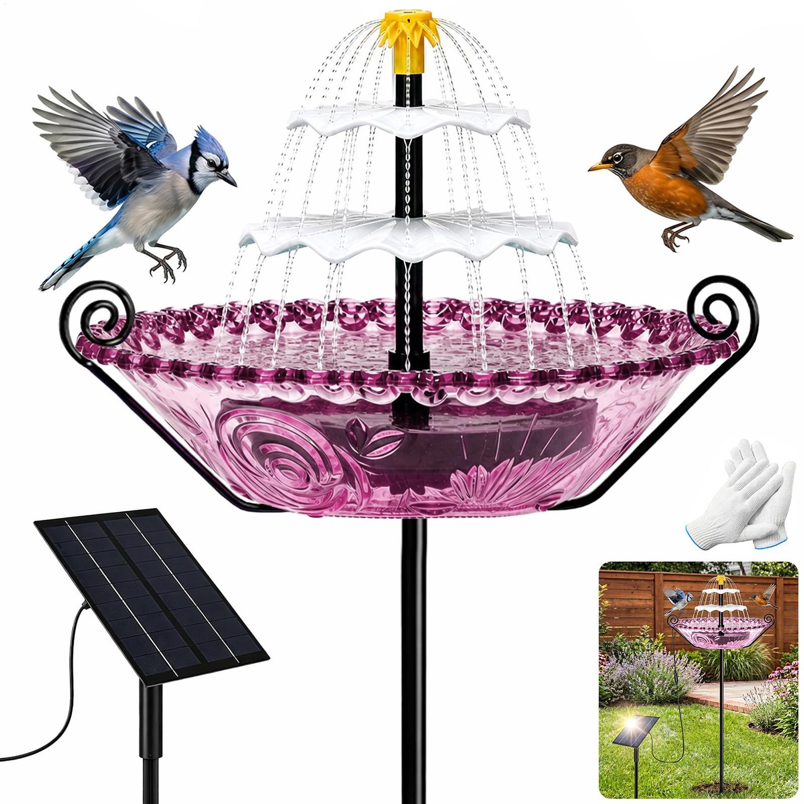 Power Outdoor - Bird Bath Solar Powered Bluebird Watering