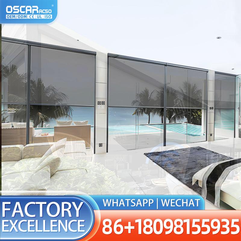 Outdoor Power Roller Shades - Electric Vertical Roller Blinds Powered Windproof
